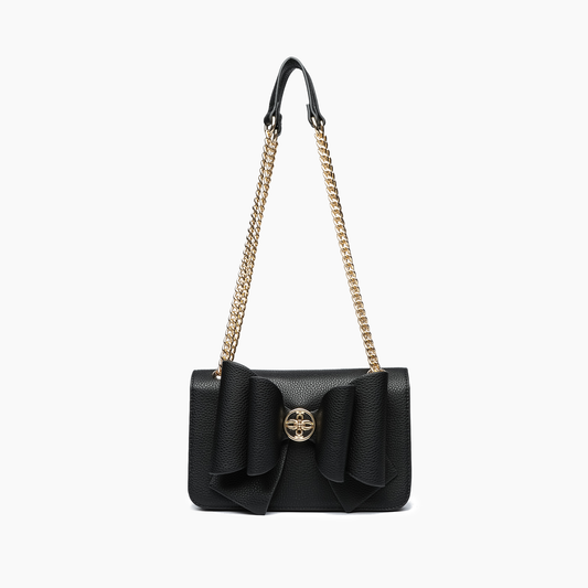 Petal Bowtie Dual Crossbody Bag: Black