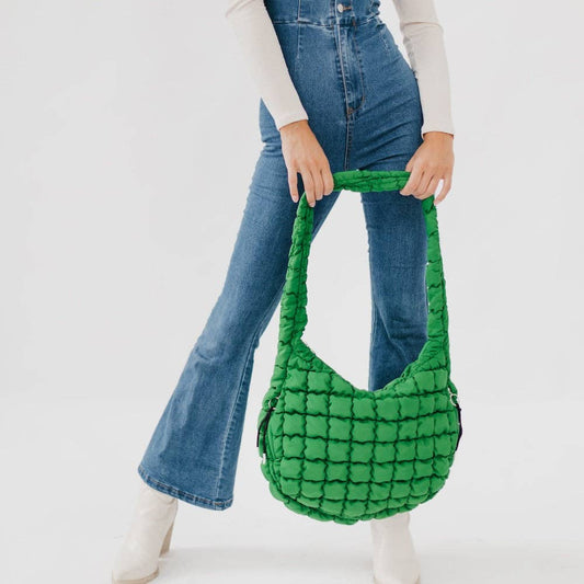 Carmen Quilted Hobo Tote Bag: Emerald