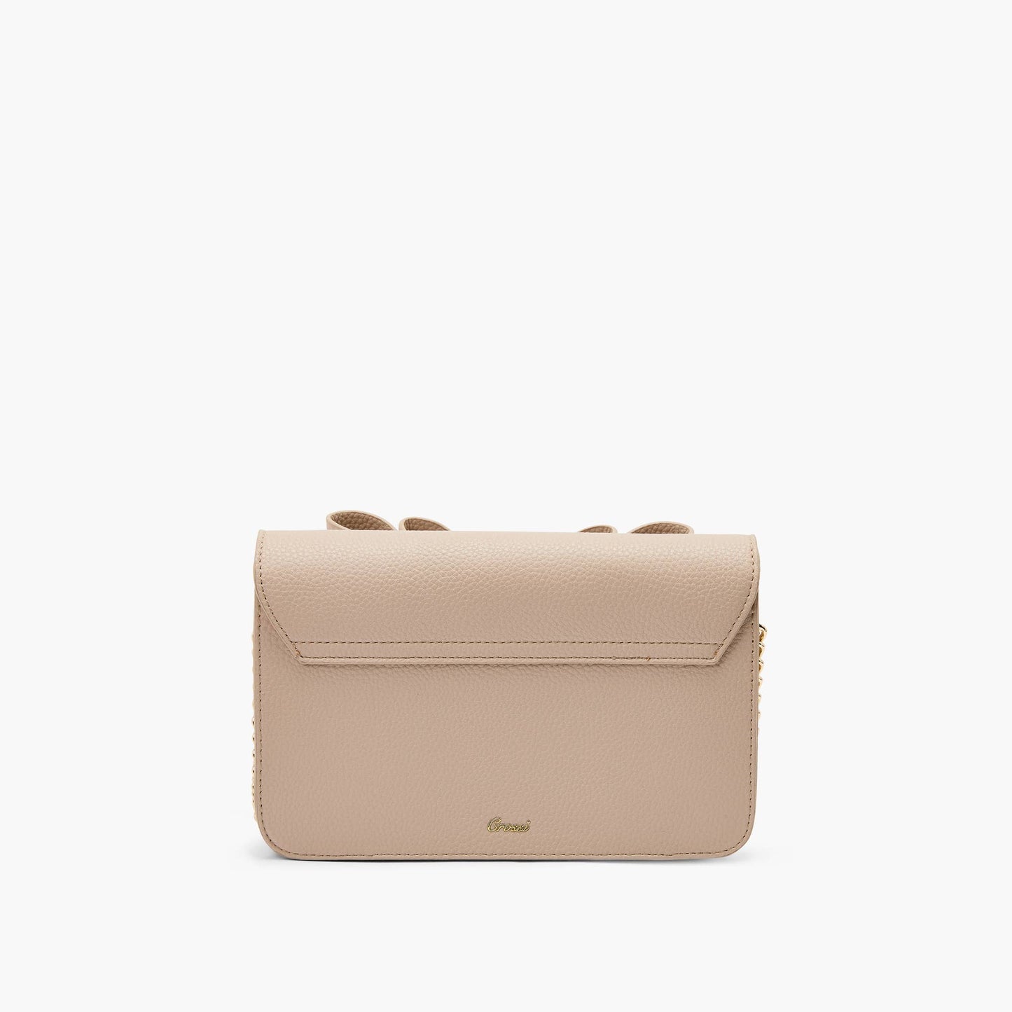 Jane Overflap Bow Crossbody: Beige