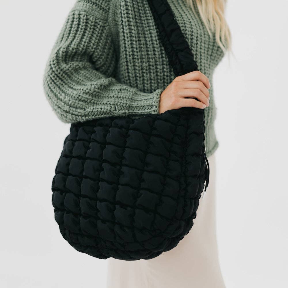 Carmen Quilted Hobo Tote Bag: Emerald