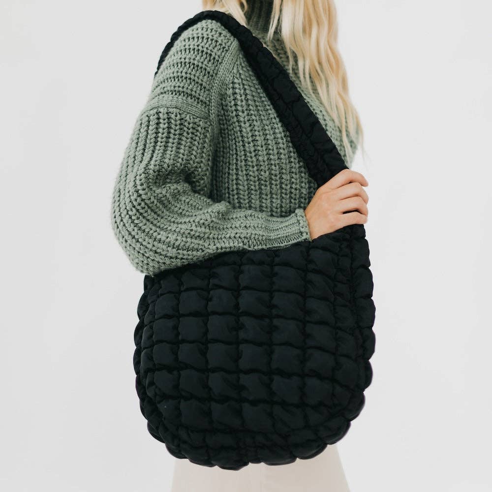 Carmen Quilted Hobo Tote Bag: Emerald