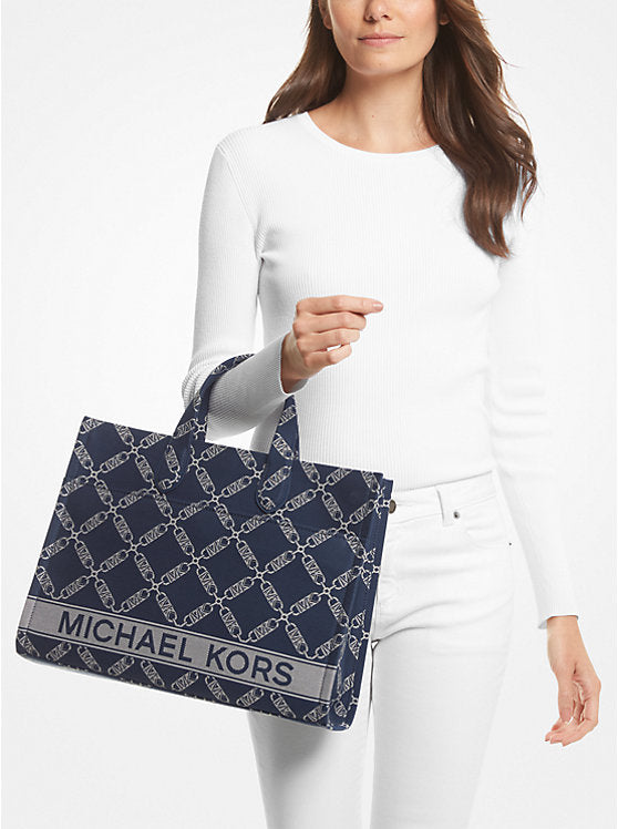 Michael Kors Gigi Large Empire Logo Jacquard Tote Bag