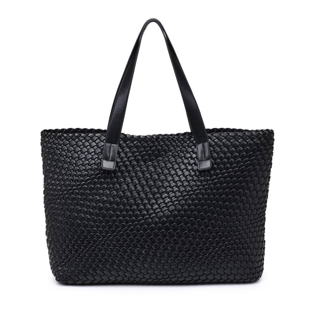 Piquant Woven Tote: Black