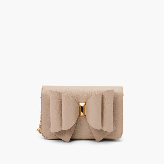 Jane Overflap Bow Crossbody: Beige