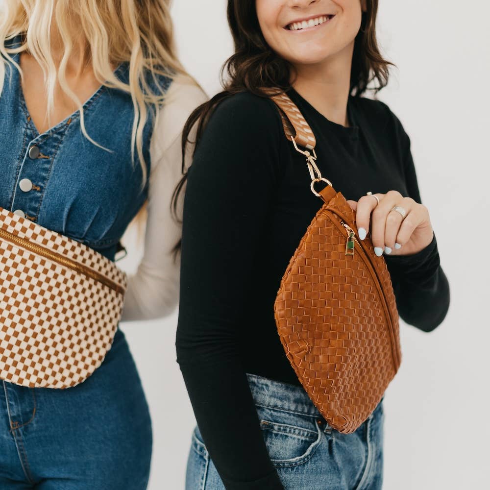 Westlyn Woven Bum Bag  Checkered Black