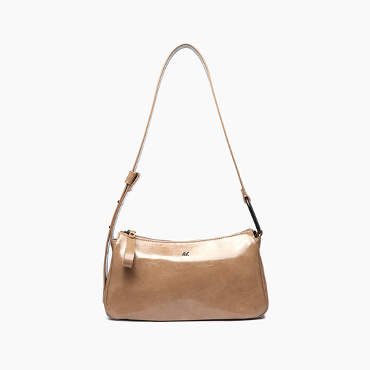 Maverick Fall Glossed Shoulder Purse Bag: Beige