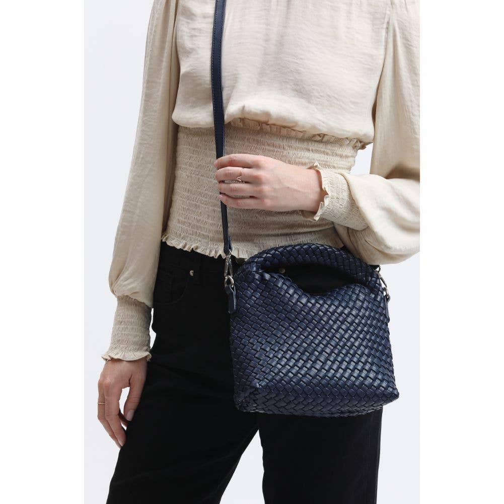 Jessamine Woven Vegan Leather Crossbody: Espresso