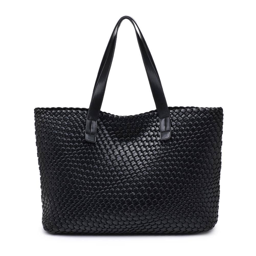 Piquant Woven Tote: Black