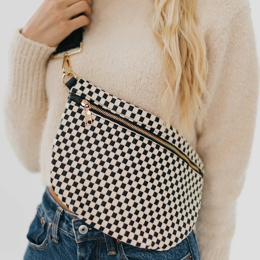 Westlyn Woven Bum Bag  Checkered Black