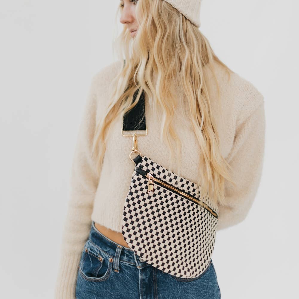 Westlyn Woven Bum Bag  Checkered Black