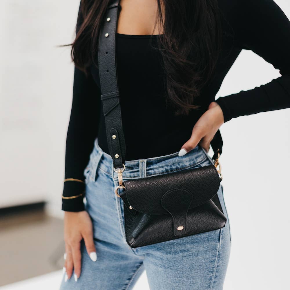 Khloe Vegan Leather Crossbody: Brown