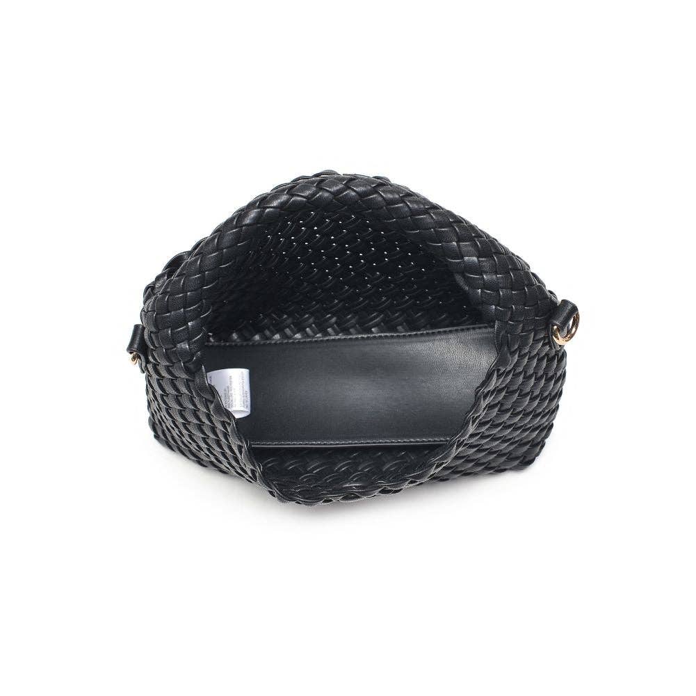 Jessamine Woven Vegan Leather Crossbody: Black