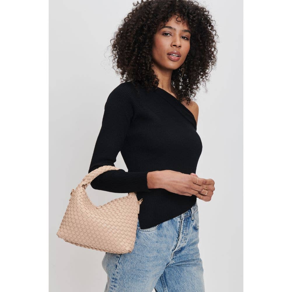 Jessamine Woven Vegan Leather Crossbody: Black