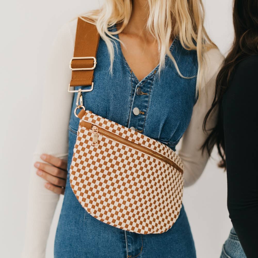 Westlyn Woven Bum Bag Checkered Tan