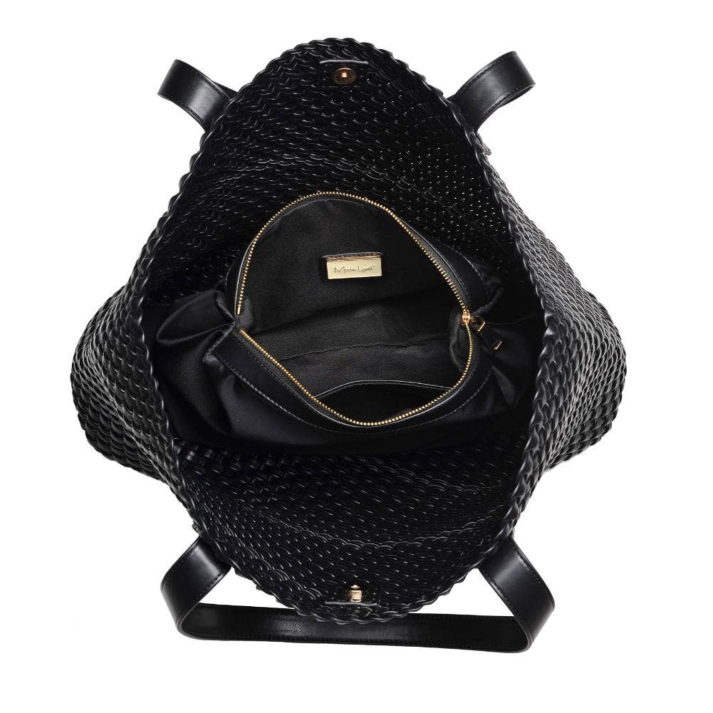 Piquant Woven Tote: Black