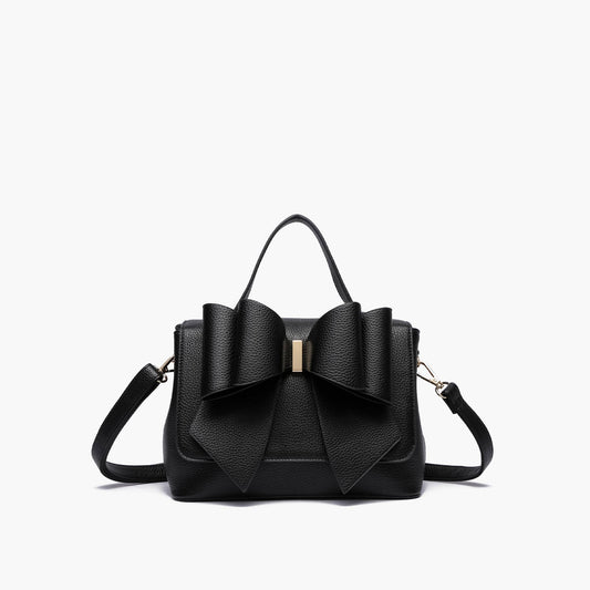 Eva Double Bow Crossbody: Black