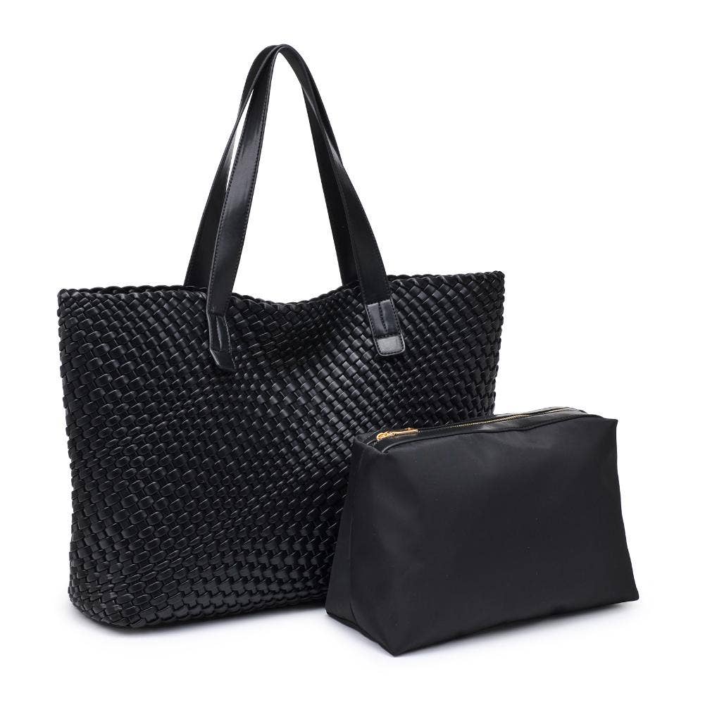 Piquant Woven Tote: Black